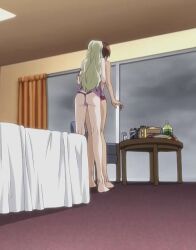 ass barefoot bedroom bra feet groping groping_from_behind kuouzumiaiginsusutakeizumonokamimeichoujin_mika long_hair panties resort_boin screencap seduction shinjou_kanae stitched underwear