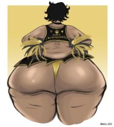 1boy ass back_view black_hair cheerleader femboy huge_ass huge_thighs lumi_xiii male panties thighs