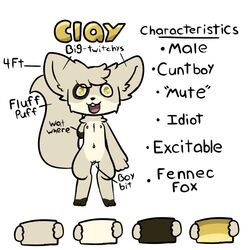 amputee canine cuntboy fennec fox intersex male mammal missing_arm model_sheet piebunny short