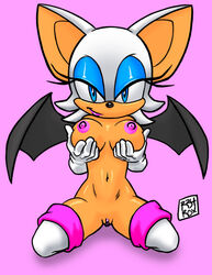 breasts elbow_gloves gloves nipples presenting pussy rouge_the_bat rule34rox sonic_(series) thighhighs