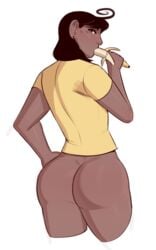 ass big_ass black_hair bottomless dark-skinned_female dark_skin female female_only fruit_basket_(jamesab) hand_on_hip human jamesab original_character short_hair suggestive tara_mankai_(jamesab) white_background