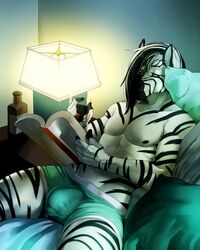 bed boxers bulge equine fur male male_only solo tatsumichi underwear zebra