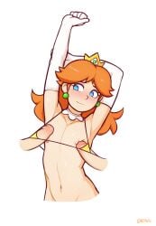 2d 3boys arms_up artist_name bikini bikini_top bikini_top_only blue_eyes blush color crossdressing daisy disembodied_penis dross earrings elbow_gloves femboy femboy_focus gay genderswap genderswap_(ftm) gloves light-skinned_male light_skin long_gloves male male_focus male_only mario_(series) multiple_boys multiple_penises nintendo nipples orange_hair penis penis_poking_nipple penis_under_another's_clothes princess_daisy rubbing rubbing_chest rule_63 threesome white_gloves yaoi