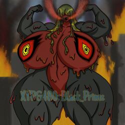 black_prime flexing godzilla_(series) hedorah hyper_breasts monster_girl slime_girl thick_thighs
