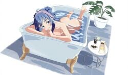 1girls ass bath bath_tub bathing bathtub bathwater big_breasts blue-eyed_female blue-haired_female blue_eyes blue_hair busty completely_naked completely_naked_female completely_nude completely_nude_female eyebrows_visible_through_hair female female_only fully_naked fully_nude grin grinning grinning_at_viewer head_tilt in_bath in_bathtub indoor_bathing large_breasts lying_in_bathtub make_heroine_ga_oo_sugiru! naked naked_female naked_woman nude nude_female nudity on_stomach parted_lips sensual sexy sexy_pose sitting_in_bathtub smile smiley_face smiling smiling_at_viewer taking_a_bath the_pose thick_ass thick_butt tilted_head topless topless_female vbpicture voluptuous washing_body washing_self yanami_anna