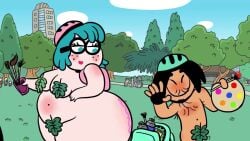 animated animation ass ass_bigger_than_head ass_bigger_than_torso bbw bicycle big_ass big_breasts bike_helmet biker_girl blue_eyes breasts butt_freckles casual chubby chubby_female couple dark_skin female group huge_ass human leaf leaves leaves_on_body naked naked_bike naked_couple naked_female no_sound nonsexual nonsexual_nudity nude nudist paint_on_ass painted_ass pale_skin public tagme video world_naked_bike_tour