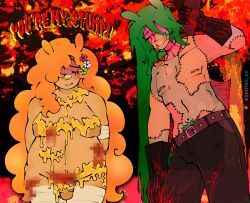 sonia0_90 osc object_shows object_show fourteen_(bfb) ten_(bfb) battle_for_dream_island gore guro nude blood blood_splatter boobs_out dick_out honey honey_on_body honey_on_breasts breasts breasts_out satisfied_look consensual