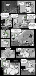 absurd_res animal_genitalia annoyed anthro bodily_fluids chair cloaca cloaca_juice comic computer computer_monitor controller dialogue dragon duo eclairscollection electronics english_text erection eyewear female furniture game_controller gaming genital_fluids genitals ginger_(shyguy9) glasses guy_(shyguy9) headgear headphones headset hi_res horizontal_cloaca human humor humorous_sound_effects light_bulb male male/female mammal mythological_creature mythological_scalie mythology on_chair on_lap pain penis plant pouting rooftop scalie shaking sitting sitting_on_another sitting_on_chair sitting_on_lap size_difference sound_effects speech_bubble tears text tree tremble_lines trembling