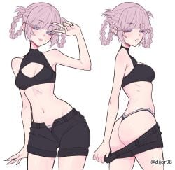 1girls 2d 2d_(artwork) 2d_artwork adult adult_female alternate_breast_size armpit armpit_crease armpit_peek armpits ass ass_cleavage ass_crack ass_visible_through_thighs average_breasts back bare_armpits bare_arms bare_ass bare_back bare_belly bare_butt bare_chest bare_hands bare_hips bare_midriff bare_navel bare_shoulders bare_skin belly belly_button bewitching_thighs black_crop_top black_fingernails black_nail_polish black_nails black_panties black_shorts black_thong black_topwear black_underwear blue-eyed_female blue_eyes blunt_bangs braid braided_hair braided_pigtails braided_twintails braids breasts call_of_the_night child_bearing_hips cleavage closed_mouth_smile collarbone crop_top curvaceous curvaceous_ass curvaceous_body curvaceous_female curvaceous_figure curvaceous_hips curvy curvy_ass curvy_body curvy_female curvy_figure curvy_hips digital digital_art digital_drawing digital_drawing_(artwork) digital_media digital_media_(artwork) dijor98 drawing elbows exposed_armpits exposed_arms exposed_ass exposed_back exposed_belly exposed_butt exposed_chest exposed_hips exposed_midriff exposed_navel exposed_shoulders exposed_skin exposing exposing_anus exposing_ass exposing_rear exposing_self eyebrows_visible_through_hair female female_focus female_only fertile_hips fingernails fingers grey-haired_female grey_hair groin hairless_armpits half-closed_eyes head_tilt high_resolution highres inframammary_fold lean_figure light_smile linea_alba lips looking_at_viewer looking_back looking_back_at_viewer mature mature_female median_furrow medium_breasts midriff nail_polish nails nanakusa_nazuna narrow_waist navel panties peace_sign pear-shaped_figure posing posing_for_the_viewer presenting_armpit presenting_ass purple-haired_female purple_hair ribs ring_eyes ringed_eyes shaved_armpits short_hair shorts shoulders showing_ass showing_rear sign simple_background skinny skinny_female skinny_girl skinny_waist slender_body slender_waist slim_female slim_waist smile smiley_face smiling smiling_at_viewer solo standing stomach thick_ass thick_butt thigh_gap thighs thong tilted_head topwear twin_braids underwear upper_body v v_sign vampire vampire_girl white_background wide_hips yofukashi_no_uta