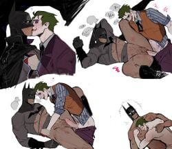 2boys batjokes batman batman_(bruce_wayne) batman_(series) bite_mark black_hair blue_eyes blush bruce_wayne clothed/nude cowl cuddling cum cum_on_belly cuntboy cuntboy/male cuntboy_penetrated dc dc_comics eyeshadow frijolebean gay gay_sex green_hair happy_trail hugging joker kissing male male_only missionary missionary_position muscular muscular_male pecs post_nut_clarity pussy ripped_clothing spread_legs sweating the_joker trans_man transgender_male vagina vaginal_penetration