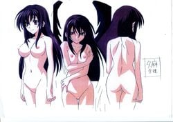 amano_yuuma ass breasts fallen_angel high_school_dxd nipples no_pussy official_art purple_hair raynare white_background