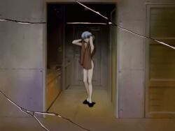 1boy accident accidental_pervert animated anime_screenshot ayanami_rei backboob black_hair breasts canon_nudity canonical_scene chair clothed_male_nude_female convenient_censoring dressing expressionless face-to-face female glasses grabbing_another's_breast groping ikari_shinji japanese_voice_acting looking_at_another lowres medium_breasts muted_color naked_towel neon_genesis_evangelion nervous nipples_out_of_frame nude official_art out-of-frame_censoring panties red_eyes rei_ayanami room shinji_ikari slippers slipping sound tagme towel underwear video water