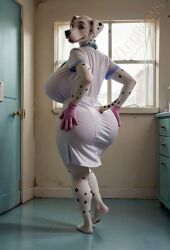 101_dalmatians 1girls ai_generated animated anthro ass_up barefoot big_ass big_breasts bouncing_ass dalmatian disney dog_girl dog_tail domestic_dog female furry furry_female head_down_ass_up huge_ass huge_breasts jiggling_ass latex_gloves mature mature_female nurse nurse_clothing nurse_uniform perdita pink_gloves tagme thick_legs video vlrgromns white_dress