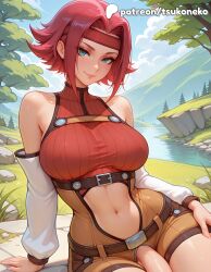 1futa 2026 ai_assisted ai_generated anime artist_name bare_shoulders breasts bust code_geass explicit futanari hi_res high_quality high_resolution highres kallen_stadtfeld kouzuki_kallen navel patreon patreon_username penis red_hair ribbed_sweater short_hair stable_diffusion sweater tsukoneko turtleneck watermark