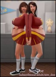 3d big_belly big_breasts big_lips brown_hair cheerleader cheerleader_costume cheerleader_outfit cheerleader_uniform high_resolution huge_belly hyper_belly hyper_pregnancy original_character original_characters pregnancy pregnant pregnant_belly pregnant_female sim_doe sisters teen teen_girl teenage teenage_female teenage_girl teenager the_sims the_sims_4 trisha_marshell wanda_marshell(sim_doe)