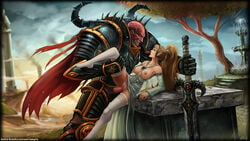 1boy 1boy1girl 1girls alarielle_the_radiant armor bald breasts breasts_out brown_hair chaos_(warhammer) clenched_teeth dress elf elf_ears female high_elf_(warhammer) lace leg_lift male nightmare_husbando nipples penetration penis ponytail pussy rape sex sharp_teeth sitting size_difference skirt_lift slaves_to_darkness spoils_of_war sword thighhighs tied_hair vaginal_penetration vempire warhammer_(franchise) warhammer_fantasy