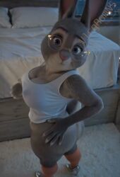 1girls ai_generated animated anthro ass bbw bedroom big_ass big_breasts big_butt bonnie_hopps bunny_tail cleavage clothing curvy curvy_figure dancing eyewear female from_above glasses high_angle high_heels huge_breasts lagomorph leporid looking_at_viewer mammal mature_female night nipples_visible_through_clothing no_bra obese_female orange_socks plump rabbit shirt side-tie_panties silver_high_heels socks solo t-shirt tagme teasing thick_thighs thong underwear video vlrgromns zootopia zootopia_2 zootropolis