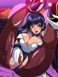 1girls anus ass bangs bare_shoulders black_hair black_wings blue_hair blunt_bangs breasts censored cleavage dead_or_alive dead_or_alive_5 detached_collar feathered_wings female fingering fishnet_legwear fishnets gloves hair_ornament hair_stick hairpin hat high_heels high_resolution highres jewelry large_breasts legs legs_up licking_lips long_hair looking_at_viewer lying makeup masturbation mole mole_under_mouth mosaic_censoring naughty_face nyotengu on_back panties_aside pantsu parted_lips purple_eyes pussy raburebo socks solo thighs tokin_hat underwear vagina wafuku white_gloves wings