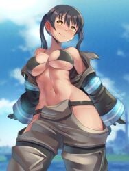 1girls 2d 2d_(artwork) 2d_artwork alternate_version_at_source alternate_version_available bare_belly bare_hips bare_midriff bare_navel bare_shoulders bare_skin belly belly_button bewitching_thighs big_breasts bikini bikini_top black-haired_female black_bikini black_bikini_top black_coat black_hair black_jacket black_swimsuit black_swimwear blue_sky blurred_background blurry_background breasts busty busty_female busty_girl busty_teen busty_teenager child_bearing_hips closed_mouth_smile clouds coat collarbone curvaceous curvaceous_body curvaceous_female curvaceous_figure curvaceous_hips curvaceous_teenager curvy curvy_body curvy_female curvy_figure curvy_hips curvy_teen day daylight daytime digital digital_art digital_drawing digital_drawing_(artwork) digital_media digital_media_(artwork) drawing en'en_no_shouboutai enen_no_shouboutai exposed_belly exposed_hips exposed_midriff exposed_navel exposed_shoulders exposed_skin eyebrows_visible_through_hair female female_focus female_only fertile_hips fingers fire_force firefighter firefighter_coat firefighter_helmet firefighter_jacket firefighter_uniform hair_between_eyes half_naked half_nude head_tilt high_resolution highres hourglass_figure inframammary_fold inguinal_crease inguinal_ligament jacket kagato007 kotatsu_tamaki large_boobs large_breasts lean_figure linea_alba long_hair looking_at_viewer looking_sideways looking_to_the_side midriff naked naked_female naked_woman narrow_waist navel nude nude_female nudity open_coat open_jacket orange-eyed_female orange_eyes outdoor outdoor_nudity outdoors outside semi_nude shoulders sky slender_body slender_waist slim_female slim_waist smile smiley_face smiling smiling_at_viewer solo standing stomach swimsuit swimwear teenage_tits thick_thighs thigh_gap thighs tilted_head twintails twintails_(hairstyle) underboob upper_body white_pupils wide_hips