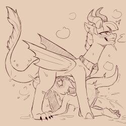 alternate_species blush blushing_profusely bodily_fluids chimera clenched_teeth cold-blooded-twilight draconequus ejaculation fellatio female flower_accessory friendship_is_magic futanari futatwi genital_fluids gynomorph hasbro hi_res intersex kobold my_little_pony oral penile plant scalie sex steamy_breath teeth twilight_sparkle_(mlp) vaginal_fluids vaginal_squirting