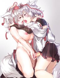 1boy 1girls animal_ears censored cum femboy femboy_on_female fur genderswap genderswap_(ftm) handjob hetero karochii_(mochiya) male/female momiji_inubashiri monster monster_boy monster_girl nipples nude penis pubic_hair pussy rule_63 straight tail touhou wolf_boy wolf_ears wolf_girl wolf_tail