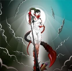 abdomen abs arthropod arthropod_humanoid average_breasts big_breasts black_claws black_lips breasts cell_shading clawed_feet clawed_fingers clawed_hands clawed_toes claws cloud clouds cloudy_sky crown crown_of_thorns crown_only dominant dominant_female dommy_mommy dryad evil_grin evil_smile femdom flora_fauna glowing_eyes green_hair hair holding_leash humiliating humiliating_viewer humiliation light_rays long_hair looking_at_viewer looking_down looking_down_at_partner looking_down_at_viewer medium_breasts mocking mocking_face mocking_smile mocking_viewer moon moonlight mother_nature muscular muscular_abs muscular_female muscular_thighs naked naked_female nexor normal_breasts nude nude_female ominous ominous_background pale-skinned_female pale_skin plant_girl plant_hair plant_humanoid pseudo_hair pussy red_areola red_arms red_clouds red_eyes red_hair red_legs red_limbs red_nipples red_sclera red_skin red_sky scorpion_girl scorpion_humanoid scorpion_tail sharp_claws smiling smirking smirking_at_viewer spiked_breasts spiked_hair spiked_tail spikes spikes_(anatomy) spiky_arms spiky_tail stepping_on_male stepping_on_penis stinger stinger_(anatomy) stinger_tail striped_body stripes strong strong_female strong_woman tail tail_pussy tail_vulva taller_female talons textless textless_version thick_ass thick_hips thick_legs thick_thighs thorn thorn_crown thorns threatening threatening_viewer two-tone_body two-tone_hair two-tone_skin two_panel_image vagina veins veiny_penis very_long_hair vine_bondage vine_hair vine_leash vines vulva white-skinned_female white_pupils white_skin