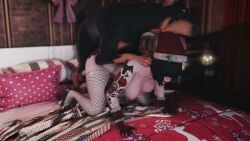 3d 4k animated beast brown_hair brunette_hair canine canine_genitalia canine_on_human canine_penis christmas christmas_clothing christmas_hat christmas_headwear christmas_lights christmas_outfit christmas_present christmas_tree cuck cuckold dobermann goth goth_girl netorare skyrim tagme video watching watching_sex