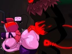 1boy 1girls areola_slip areolae ass big_ass big_balls big_breasts big_butt big_penis big_thighs bigger_male breasts charalover338_(artist) cheating_girlfriend cheating_wife claws fingerless_gloves forsaken_(roblox) guest_666_(forsaken) hat larger_male pink_body red_claws red_hands roblox roblox_game robloxian robot robot_girl robot_humanoid sex sideview size_difference smaller_female stomach_bulge sweat tail thick_thighs thighs tv tv_head tv_screen tv_woman vaginal_penetration vaginal_sex veeronica