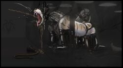 absurd_res animal_humanoid anthro belt black_border bodily_fluids bondage border cat_humanoid charr collar cuff_(restraint) dildo facial_piercing felid felid_humanoid feline feline_humanoid female feral fixed_dildo fixed_toy fixed_vibrator furiousart genital_fluids genitals guild_wars hi_res humanoid latex mammal mammal_humanoid nipple_piercing nipples nose_piercing peeing piercing restraints sex_toy solo taur tongue tongue_piercing urine vibrator vulva weights
