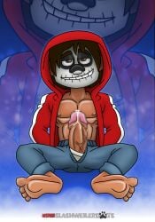 1boy 2018 4_toes barefoot censored coco_(movie) erection foot_fetish gay male male_only miguel_rivera mosaic_censoring muscular nipples penis penis_out penis_through_fly slashweilerdog solo yaoi