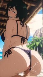 ai_generated aiwaifusart anus backside big_ass big_breasts big_penis green_hair jujutsu_kaisen male/female panties_aside penis penis_in_pussy pussy riding_penis sex short_hair sideboob zenin_mai