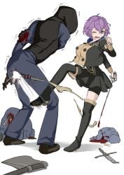 1girls 3boys ballbusting ballbusting_orgasm bar_censor bernadetta_von_varley black_boots blood boots censor_bar censored censored_penis cock covering_crotch crotch_kick cum defeated defeated_male dick ejaculation eyebrows_visible_through_hair female femdom fire_emblem fire_emblem:_three_houses genitals high_heel_boots injury kick kicking kicking_balls lying multiple_boys naritaishi one_eye_closed orgasm penis purple_hair purple_hair_female rapier semen seset simple_background skirt thigh_boots white_background woman wounded