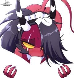 1boy 1futa 2026 2d 3_fingers black_and_white_horns black_hair black_panties blowjob blowjob_face demon demon_girl fellatio futa futanari futasub hair_between_eyes hair_over_one_eye hand_on_leg hands_on_legs helluva_boss holding_legs horn imp looking_at_viewer maid maid_headdress male male_human/female_demon male_on_futa negative_space_oral_(meme) no_ai panties pov red_body sallie_may_(helluva_boss) spindlehorse_toons submissive_futa sweat sweating_futa tail the-butch-x trans_woman trans_woman_(lore) transfem twitter_link two-tone_horn vivienne_medrano white_background white_body
