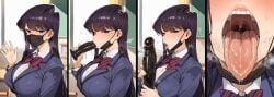 1girls ai ai_art ai_generated beautiful beautiful_body beauty big_breasts big_dildo black_dildo black_eyes black_hair blazer blowjob blowjob_face blowjob_only blue_blazer blush blush_lines blushing bowtie breath breath_cloud breathing breathing_heavily classroom close-up close_up close_up_mouth close_up_view closeup closeup_view clothed clothed_female clothes curvaceous curvaceous_body curvaceous_female curvaceous_figure curves curvy curvy_body curvy_female curvy_figure curvy_hips detailed_tongue dildo dildo_in_mouth excessive_saliva face_focus face_mask female female_focus female_only genlation grabbing grabbing_dildo hands_on_dildo heart heart_symbol hearts_around_head holding_dildo hot hourglass_figure komi-san_wa_komyushou_desu komi_can't_communicate komi_shouko licking licking_dildo long_hair looking_at_viewer mouth_focus mouth_mask mouth_open open_mouth oral oral_sex panels presenting presenting_mouth pubic_hair saliva saliva_drip saliva_on_dildo saliva_on_tongue saliva_string saliva_trail salivating school school_uniform schoolgirl schoolgirl_uniform seduction seductive seductive_eyes seductive_gaze seductive_look seductive_mouth seductive_pose sexy sexy_body shirt solo solo_female solo_focus steam steaming steaming_body steamy steamy_breath straight_hair sucking sucking_dildo sweat sweatdrop sweaty sweaty_body teeth tongue tongue_out uncensored upper_body upper_body_focus upper_body_only upper_teeth upper_teeth_only uvula uvula_focus visible_breath white_shirt