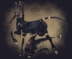 accessory animal_genitalia animal_penis armwear ass balls big_butt big_penis black_hair bottomwear centaur clitoris clitoris_piercing clothing cock_ring curvy_figure ear_piercing elbow_gloves equid equid_taur equine equine_genitalia equine_penis european_mythology full-package_futa futanari genital_piercing genitals gloves gold_(metal) gold_hooves gold_jewelry greek_mythology gynomorph hair handwear herm hi_res hooves horn hourglass_figure humanoid_taur intersex jewelry jewelry_only long_hair long_tail looking_at_viewer looking_back looking_back_at_viewer mammal mammal_taur multiple_cock_rings mythological_creature mythological_equine mythology nia_(slithice_cultist) nude penis penis_accessory penis_jewelry penis_piercing piercing ponytail small_waist solo tail taur topwear underwear unicorn unicorn_taur vulva watermark wmdiscovery93 yellow_eyes