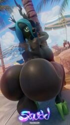 3d alternate_breast_size ass ass_focus big_balls furry furry_only futanari my_little_pony queen_chrysalis_(mlp) snuddy solo sound tagme twerking video video_games