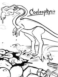 1girls absurd_res ambiguous_gender areola arthropod big_breasts black_and_white blood breasts corpse death dinosaur female female/ambiguous female_prey fly_(animal) gore gun guro guts hard_vore hi_res human insects intestines mammal monochrome navel nipples nude organs prehistoric_species ranged_weapon reptile scalie skarma snuff uterus vore weapon