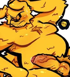1boy 1male aspenshoo balls body_hair chubby devesto die_of_death_(roblox) embarrassed flustered furry glasses mequot penis precum pubes roblox roblox_game robloxian solo solo_focus source_request stubble sweat tagme