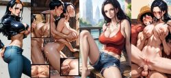 ai_generated anal anal_sex anus anus_fucked anus_penetration clenched_teeth cum cum_in_ass doggy_style doggy_style_position doggy_style_sex doggystyle_position female grabbing_breasts grabbing_from_behind internal_cumshot male monkey_d_luffy nico_robin nude nude_female one_piece reverse_cowgirl_position