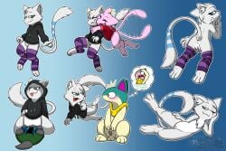 2025 3:2 3_toes 4_fingers anthro anus balls becoming_erect biped black_clothing black_hoodie black_shirt black_topwear blue_background blue_clothing blue_eyes blue_hoodie blue_markings blue_stripes blue_tail blue_topwear bottomless bottomless_anthro bottomless_female bottomwear butt chest_tuft clitoris clothed clothed_anthro clothed_female clothing digital_media_(artwork) english_text eye_contact eyelashes eyes_closed facesitting fan_character feet felid feline female female_anthro fingers footwear footwear_only front_view fur fur_markings generation_1_pokemon generation_2_pokemon genitals green_bottomwear green_clothing green_eyes green_pants grey_body grey_ears grey_tail group hair hand_on_face hand_on_leg heart_symbol heterochromia hi_res hood hood_up hoodie hoodie_only hug inner_ear_fluff legendary_pokemon legwear levitating logo looking_at_another looking_at_viewer looking_back looking_back_at_viewer male mammal markings mew_(pokemon) mewny mostly_nude mostly_nude_anthro mostly_nude_female mostly_nude_male mouth_closed multicolored_tail nintendo nude nude_anthro nude_female one_eye_closed open_mouth pants pattern_clothing pattern_footwear pattern_legwear pattern_socks penis pink_body pink_clitoris pink_fur pink_inner_ear pink_tail pink_tongue plushie pokemon pokemon_(species) presenting presenting_hindquarters purple_clothing purple_footwear purple_socks purple_stripes quilava quilsy rear_view red_clothing red_eyes red_hoodie red_penis red_tongue red_topwear scarf scarf_only semi-anthro shirt side_view signature simple_background sitting sitting_on_another smile smiling_at_viewer smirk smirking_at_viewer socks socks_only ssecrets151 striped_body striped_clothing striped_footwear striped_fur striped_legwear striped_markings striped_socks striped_tail stripes surprised tail tail_markings tail_motion tailwag tan_balls tan_body tapering_penis teeth text thought_bubble toes tongue topwear topwear_only trio tuft two_tone_tail vulva white_body white_ears white_fur white_hair white_inner_ear white_inner_ear_fluff white_tail wide_eyed yellow_scarf yuki_(side_b)