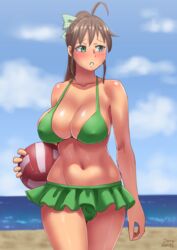 1futa 2016 ball balls balls_in_panties beach bikini bimbo breasts brown_hair bulge cameltail chubby cleavage erect_nipples flaccid futa_only futanari futanari_exposed green_eyes hair_ribbon hourglass_figure huge_breasts intersex kamiya_midori navel nipple_bulge nipples original outdoors panties panty_bulge penis penis_in_panties penis_under_clothes penis_under_skirt ponytail public_nudity skirt solo solo_futa standing tied_hair volleyball zheng