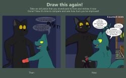 andrew_(lizarddude812) animal_genitalia anthro blackcat_(lizarddude812) blush building cock_vore digestion_implied digital_drawing_(artwork) digital_media_(artwork) domestic_cat dominant_prey duo english_text felid feline felis force_feeding forced genitals hi_res house hybrid inside lizard lizarddude812 lizardman male male/male male_pred male_prey mammal meme no_nut_november painting_(artwork) penile penis reptile scalie sheath smug_face smug_grin text unwilling_pred vore