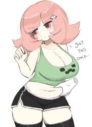 1girls ?!! angry angry_expression angry_face annoyed annoyed_expression annoyed_face ass belly belly_grab big_ass big_breasts big_butt breasts chubby chubby_female creeper_face curvaceous curvaceous_female curvaceous_figure curves curvy curvy_body curvy_female curvy_figure curvy_hips danganronpa danganronpa_2:_goodbye_despair female female_only gamer_girl hair_ornament melink_(artist) minecraft nanami_chiaki pink_eyes pink_hair secretly_loves_it short_hair shorts thick thick_ass thick_hips thick_legs thick_thighs thighhighs thighs touching_belly touching_stomach venus_body voluptuous voluptuous_body voluptuous_female wide_ass wide_hipped_female wide_hips wide_thighs