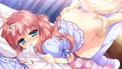 blue_eyes blush breasts censored female game_cg hair_ribbon large_breasts long_hair mosaic_censoring nae-nae nekojou_hinana nipples ribbon tagme wan_nyan_a_la_mode!