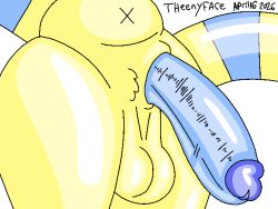 animal_crossing ankha_(animal_crossing) balls big_penis blue_penis dated genitals glistening glistening_body glistening_genitalia glistening_penis humanoid_genitalia humanoid_penis male nintendo penis saggy_balls signature solo tail theenyface yellow_body