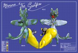absurd_res aerocats anthro ass big_butt big_penis clothing english_text genitals hi_res huge_cock hyper hyper_genitalia hyper_penis latex liltigerflare male marine_the_spitfire model_sheet penis reference_image skinsuit solo text tight_clothing trapizoid