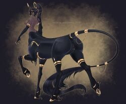 anus areola armwear ass big_butt black_hair breasts centaur clitoris clitoris_piercing clothing curvy_figure distracting_watermark ear_piercing elbow_gloves equid equid_taur equine european_mythology female genital_piercing genitals gloves gold_(metal) gold_hooves gold_jewelry greek_mythology hair handwear hi_res hooves horn hourglass_figure humanoid_taur jewelry jewelry_only long_hair looking_at_viewer looking_back looking_back_at_viewer mammal mammal_taur mythological_creature mythological_equine mythology nia_(slithice_cultist) nipples nude piercing ponytail raised_tail small_waist solo tail tail_anus taur unicorn unicorn_taur vulva watermark wmdiscovery93 yellow_eyes