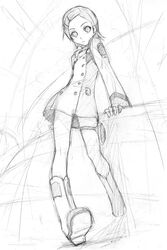 eureka eureka_7 eureka_seven eureka_seven_(series) monochrome sketch solo thigh_strap traditional_media