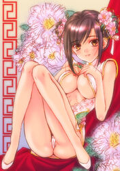 breasts china_dress chinadress chinese_clothes original plum_blossom plum_blossoms underboob