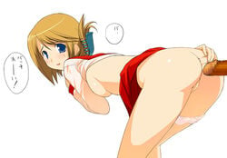 a1 ass ass_grab bent_over blonde_hair blue_eyes blush breasts censored clothing doggy_style from_behind hair_ornament hairclip komaki_manaka looking_back medium_breasts miniskirt no_bra panties panties_around_leg panties_around_one_leg penis pink_panties pussy school_uniform serafuku sex shirt shirt_lift short_hair sideboob skirt skirt_lift solo standing to_heart_(series) to_heart_2 translation_request underwear